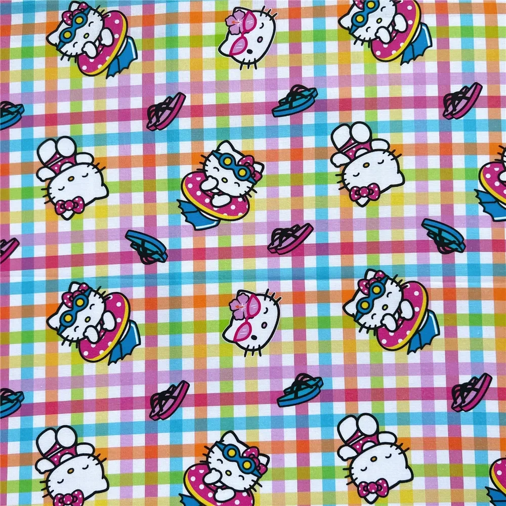 Cartoon Hello Kitty 100% Cotton Fabric Material Patchwork Sewing Fabrics Quilt Needlework DIY Cloth baby clothe Material