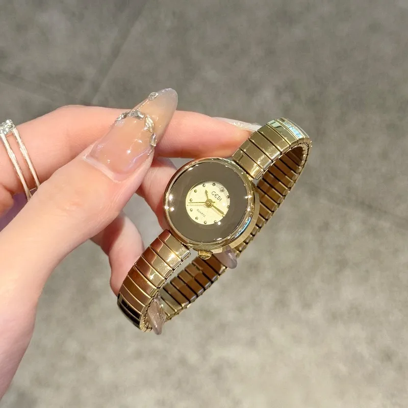 Fashion Luxury Women's Quartz Watch Niche Round Small Dial Spring Strap Ladies Wristwatch Elegant Dress Woman Clock Holiday Gift