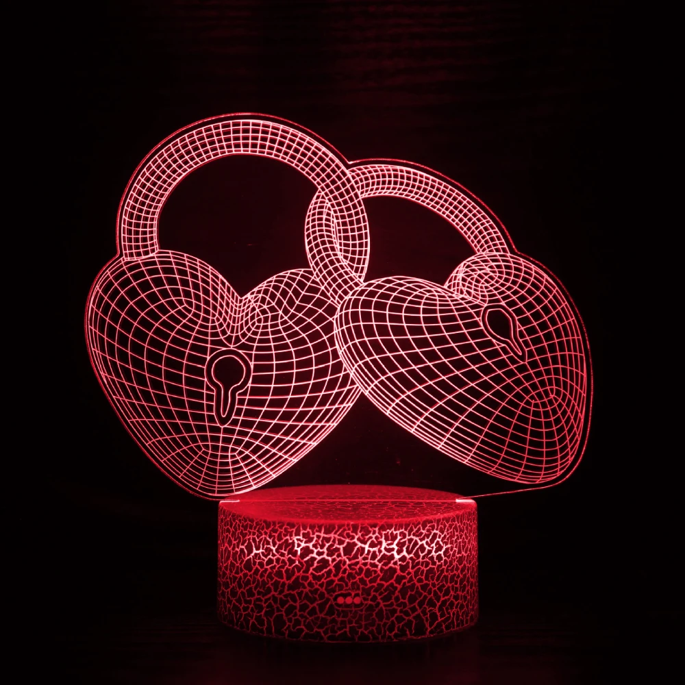 

Nighdn Love Lock LED Night Lamp Illusion Night Light Touch 7 Color Changing Christmas Birthday Gifts for Couple Lover Room Decor