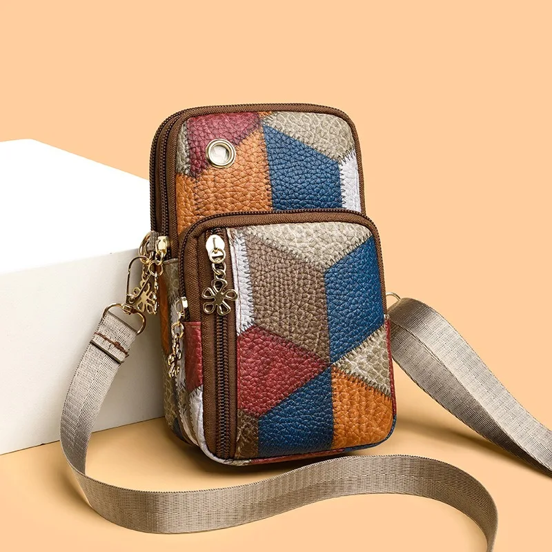Premium Niche Shoulder Bag - Fashion Color Block Phone Purse,Western style texture Crossbody Handbag, Versatile