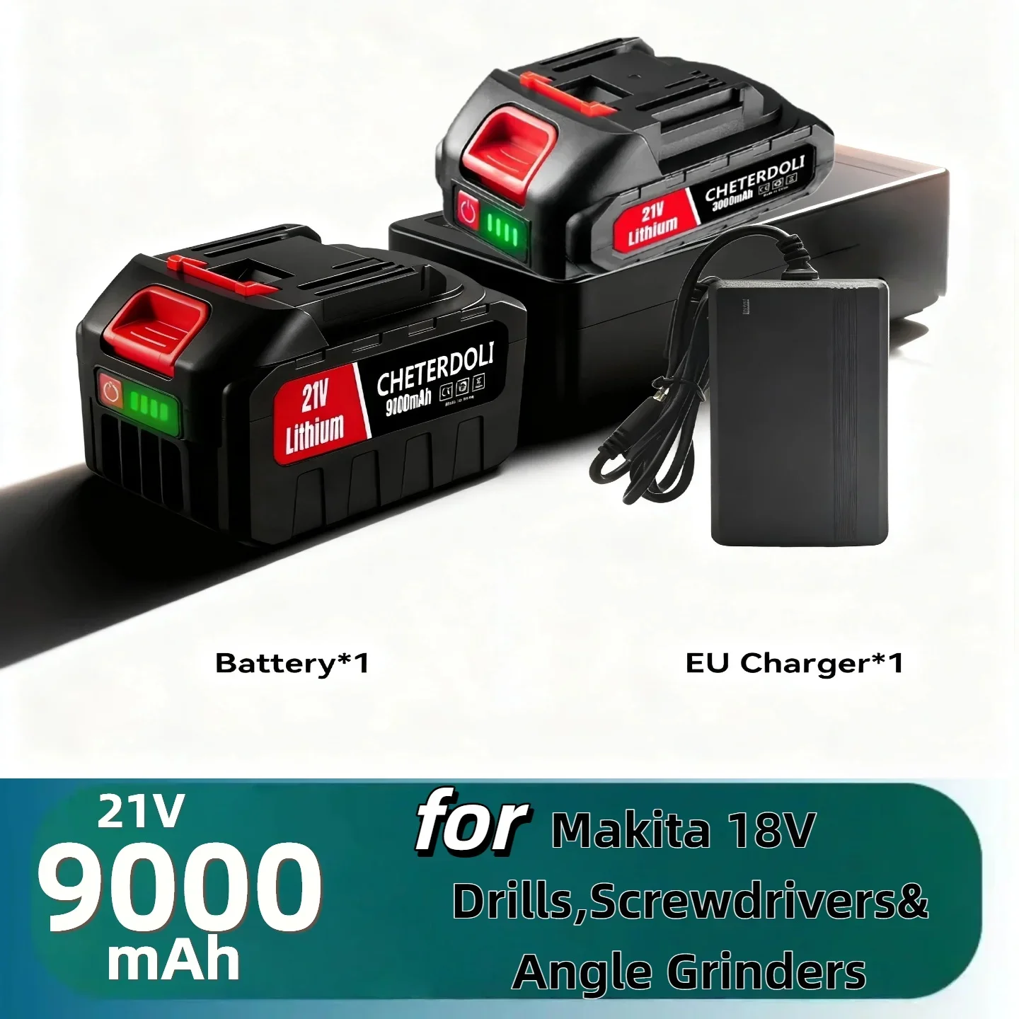 Rechargeable21V Lithium Battery3.0Ah 6.0Ah 9.0Ah Long Lasting Power for Makita18V Cordless Drill Screwdriver Angle Grinder Tools
