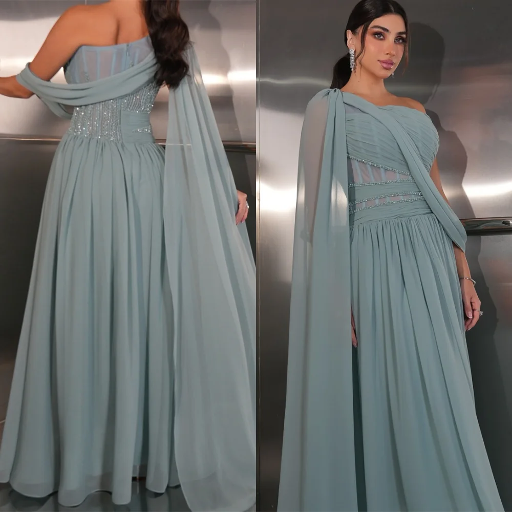 

Customized Classic Chiffon Evening Dress Exquisite One Shoulder Sleeveless Homecoming Dresses Formal Special Occasion Gowns