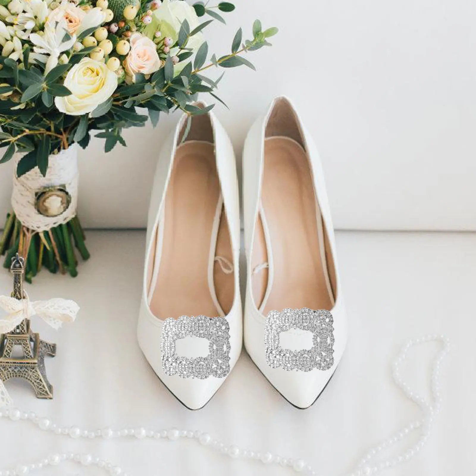 

1 пара съемных клипс для обуви со стразами, свадебные пряжки для туфель, аксессуары для свадебных туфель на высоком каблуке, элегантные сверкающие украшения
