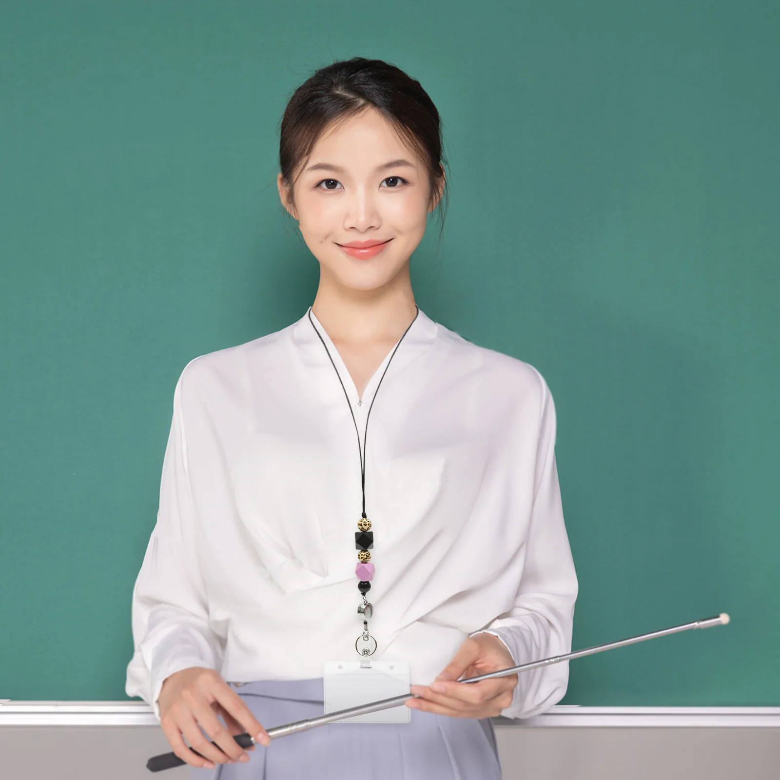 

1Set Badge Holder Lanyard Retractable Clear Card Sleeve Id Card Holder for Office School Medical Use Badge for Women