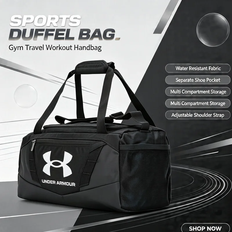 under-armour-1376454-001-black-medium-duffel-bag-tpu-coated-sports-gym-bag-shoe-compartment-travel-workout-handbag