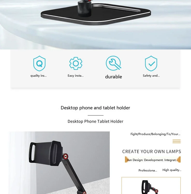 Legierungs-Handy-Tablet-Ständer, faltbarer Desktop-Halter, Anti-Wackel für 13-Zoll-Bildschirme, Live-Streaming, Gaming – Detail 8