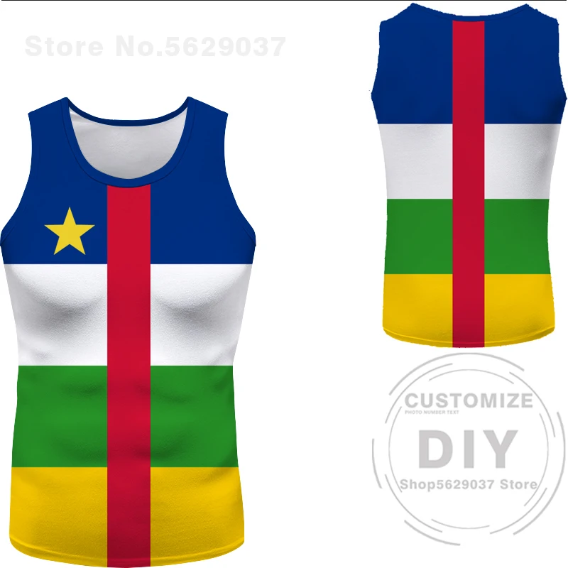 Central African Vest Logo Free Custom Name Caf Sleeveless T-shirt Nation Flag Centrafricaine Republic French Print Photo Clothes