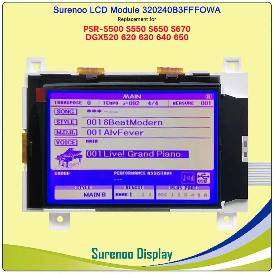 Imagem -03 - Substituição do Ecrã Lcd Surenono Ya-ma-ha Psr S500 S550 S650 S670 Dgx520 Dgx620 Dgx630 Dgx640 320240b3ffowa