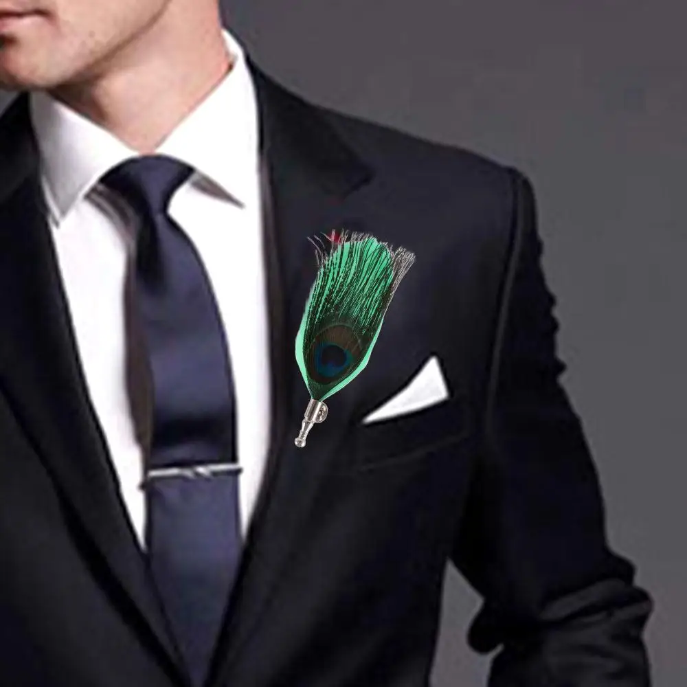 Fashion Design Unisex Novelty Feather Wedding Gift Lapel Pins Brooch Dress Suit Accessory Jewelry