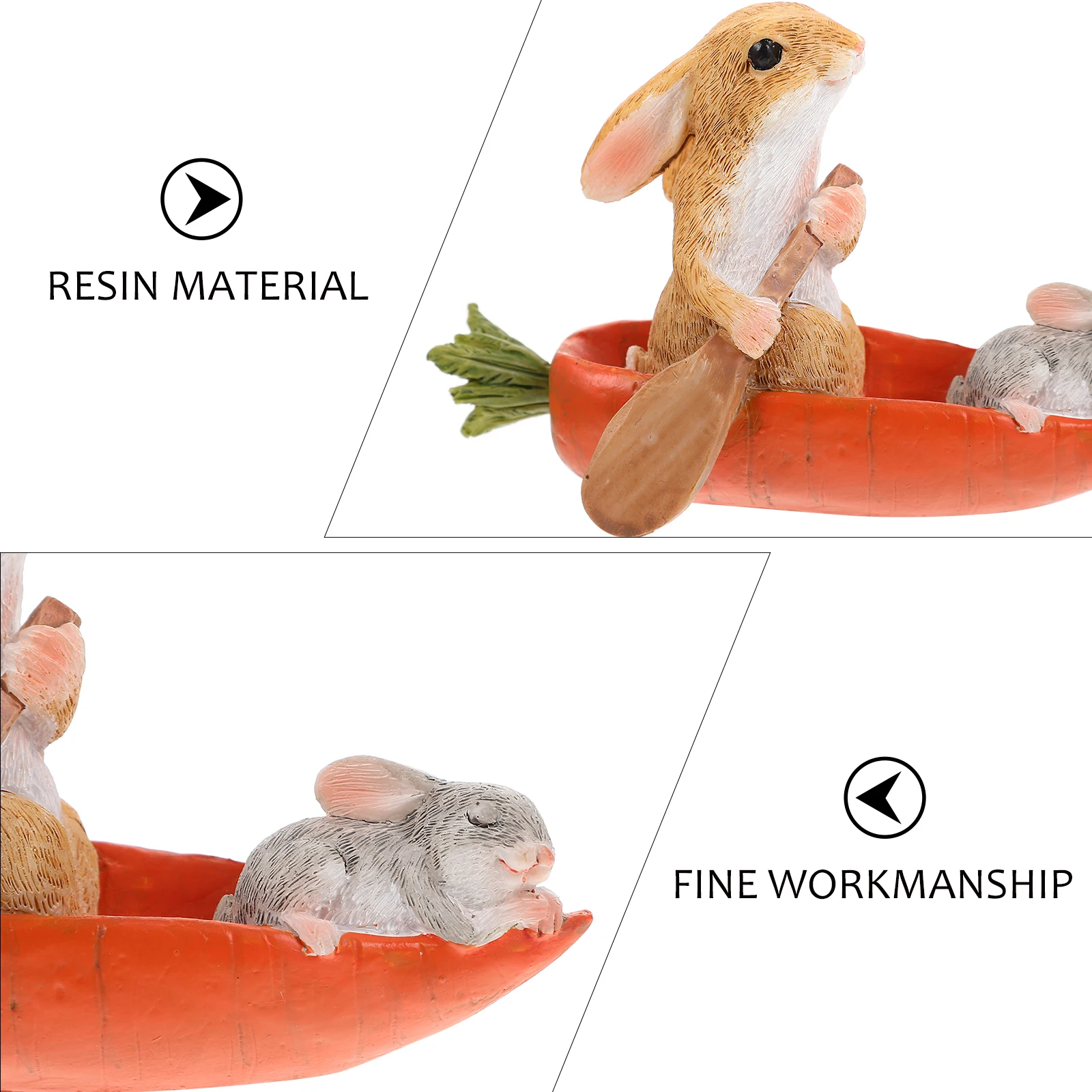 

Rabbit Ornaments for Rowing Carrot Boats Home Decorations Bunny Room Decorative Statue Table