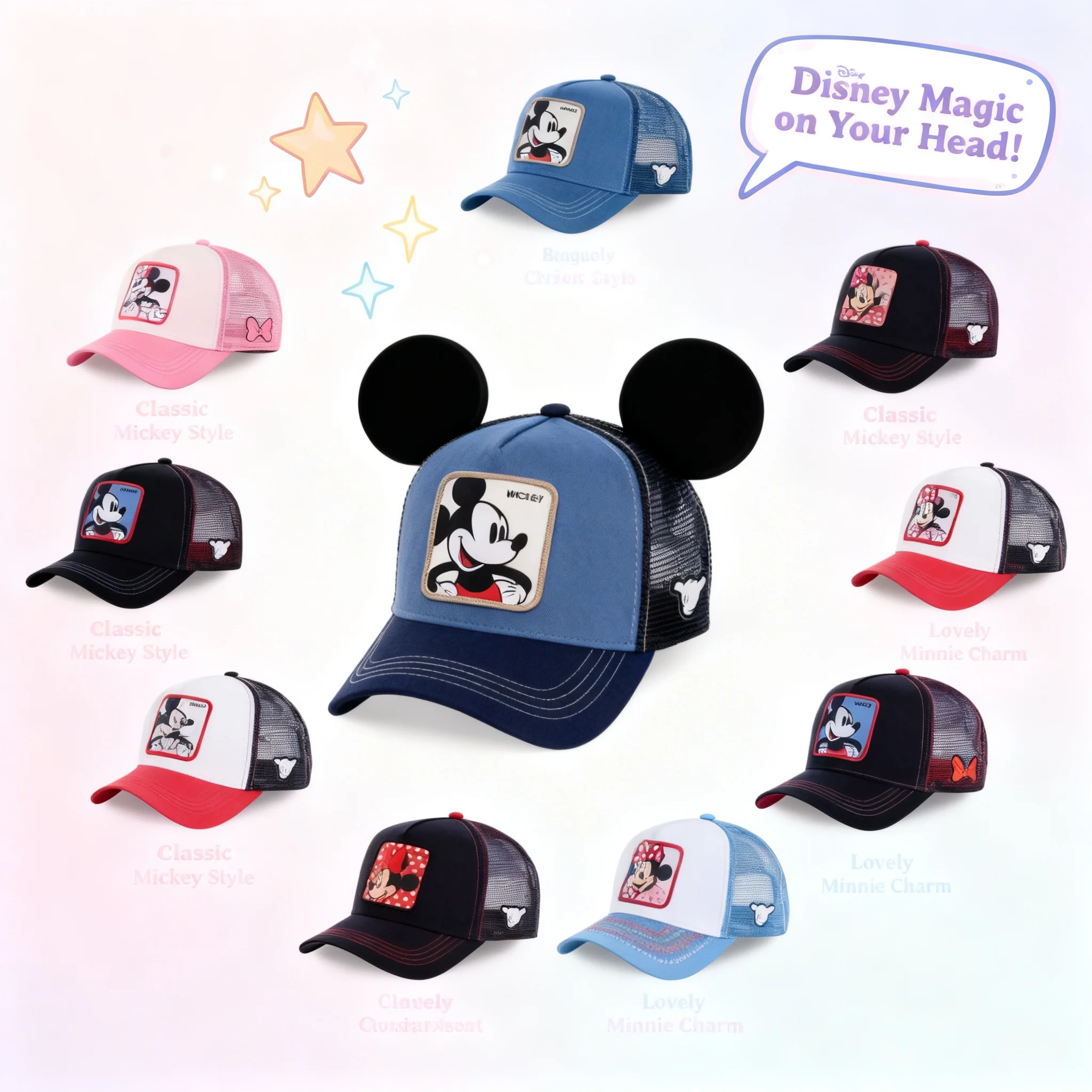 

Бейсболка-снепбэк Disney с аниме-принтом для мужчин и женщин, высококачественная хлопковая кепка в стиле хип-хоп, кепка-тракер с сеткой, дропшиппинг
