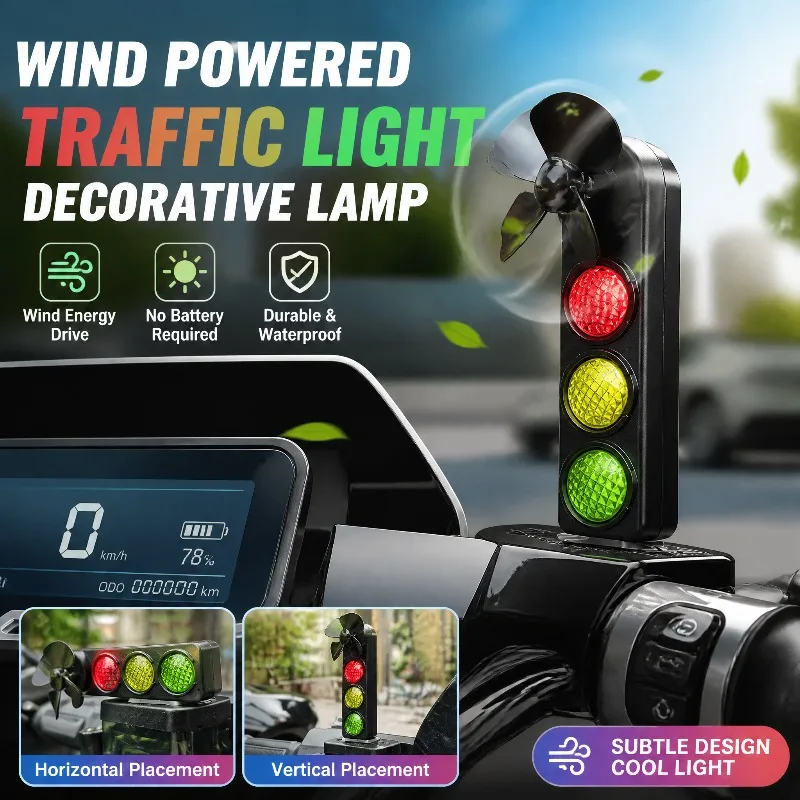 Wind‑Powered LED Windmill Light Car Motorcycle E‑Bike Wind Energy Rotating Lamp Auto Exterior Decorative Ornament