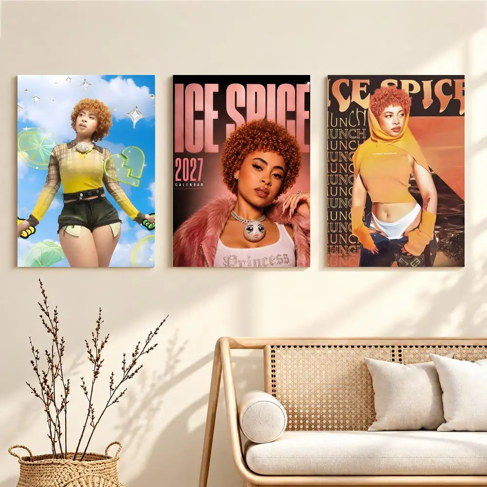 Trendy Hip Hop Artist I-Ice Spice Poster Artwork Self Adhesive Indoor Wall Hanging Room Decor Gift