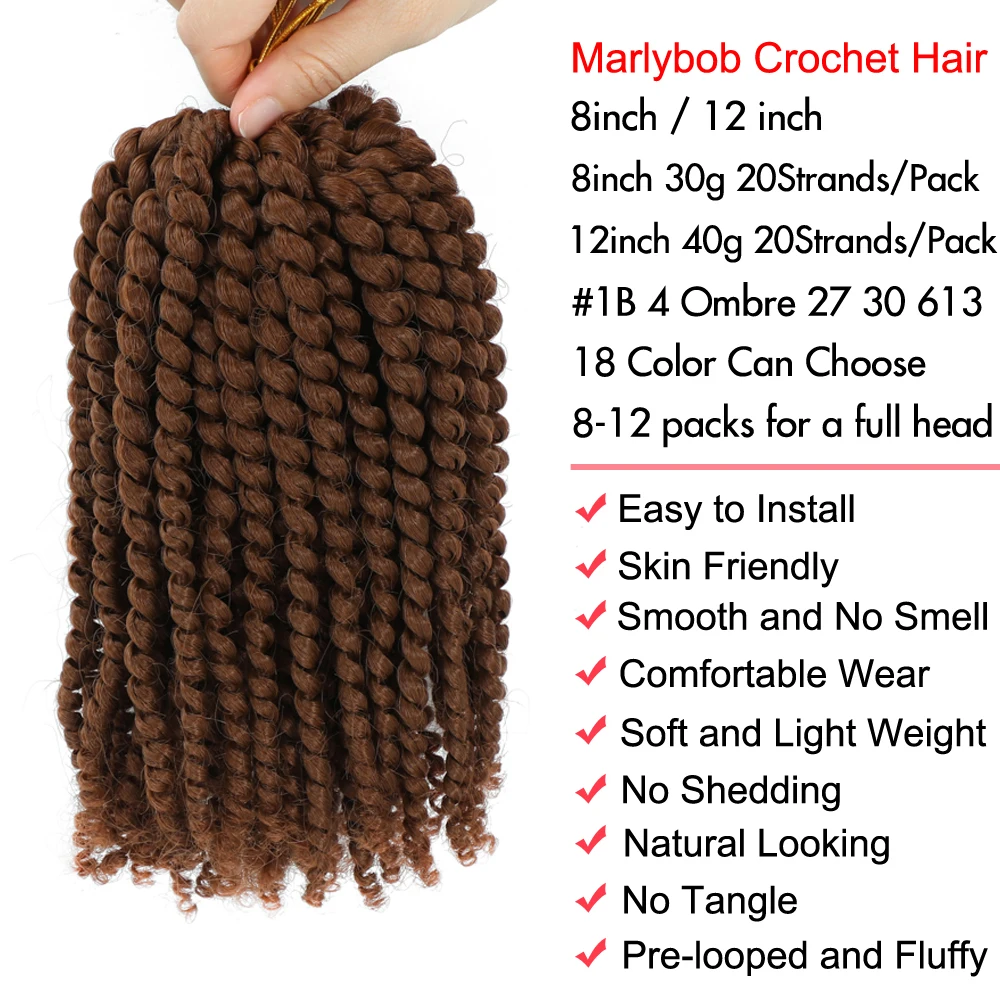 Mali Bob Braiding Hair Jerry Curl Marlybob Crochet Braids Hair Afro Kinky Curl Braids Crochets Hair Extensions 20strands/pack