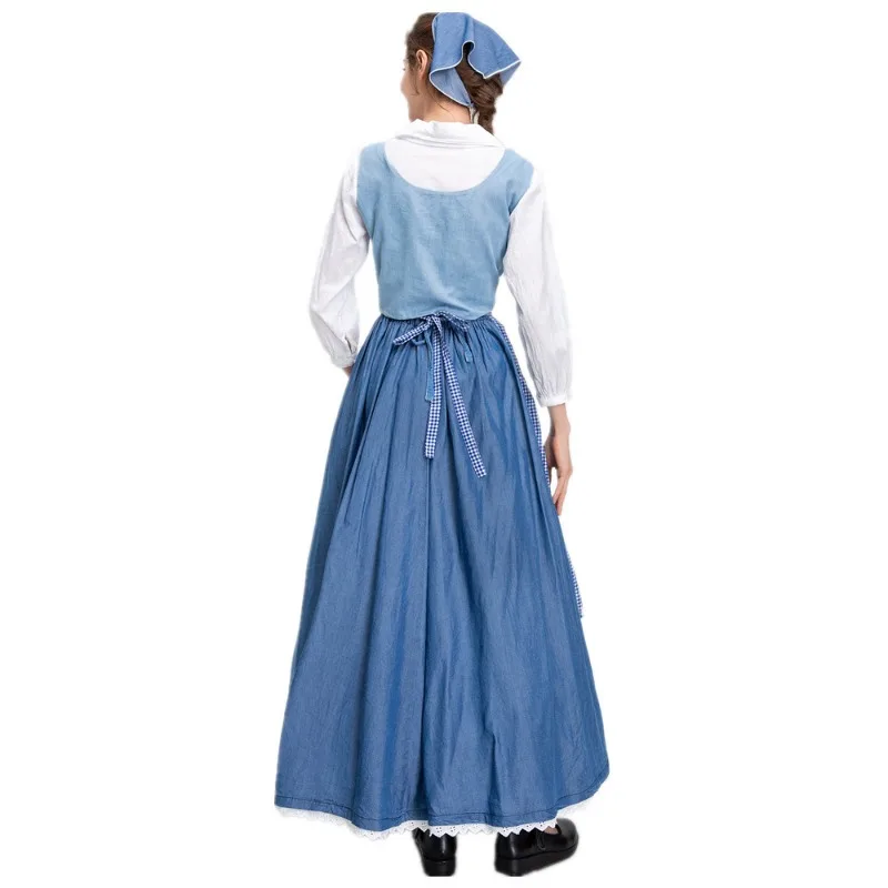 New Halloween Costumes Female European Idyllic Farm Maid Costume Drama Stage Performance Dresses