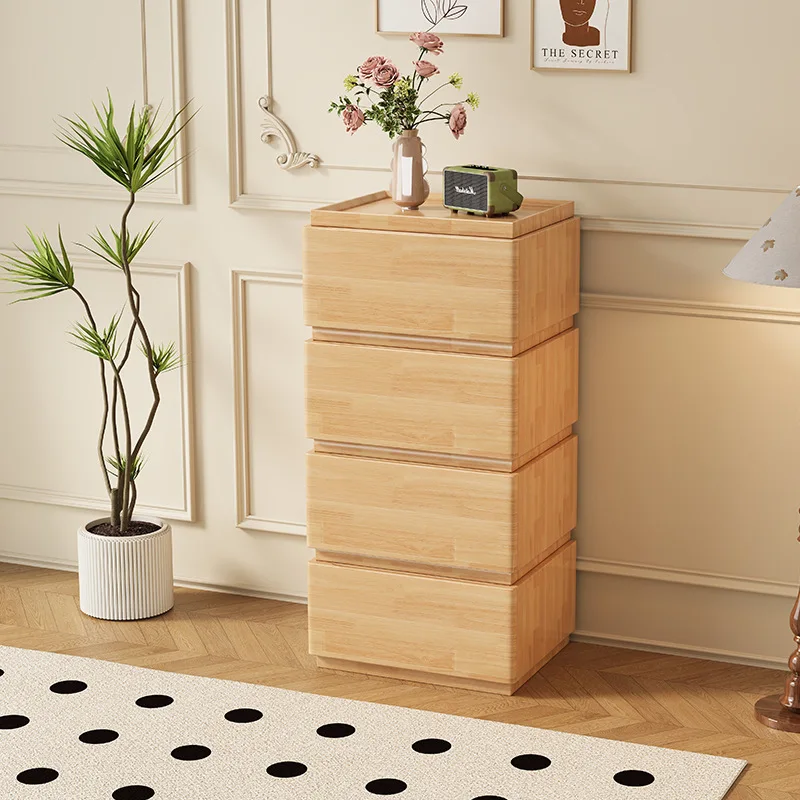 Solid wood building block chest bedroom log storage living room storage drawer stackable storage cabinet