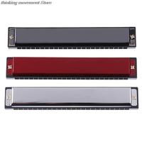 New Professional 24 Hole Harmonica C Key Metal Harmonica Instrument For Beginners 4 Color