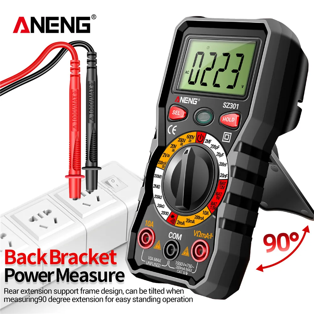 Digital Multimeter AC DC Voltmeter Ammeter Tester ANENG SZ301 Multi Range 2000 Counts Portable Household Electrician Test Tools