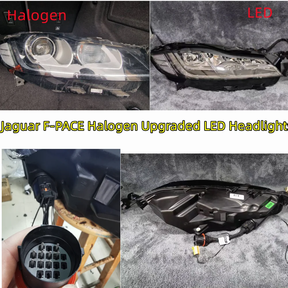 Car Headlight Modification Pair Headlamps Headlights Modified For Jaguar F-pace From Halogen To LED Plug And Play