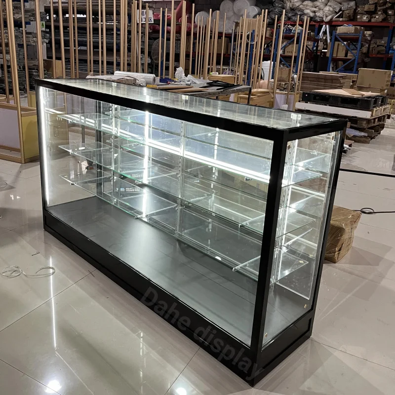 

Custom.70 inch tempered glass jewelry stand cosmetic cabinet lockable with LED light showcase for retail store