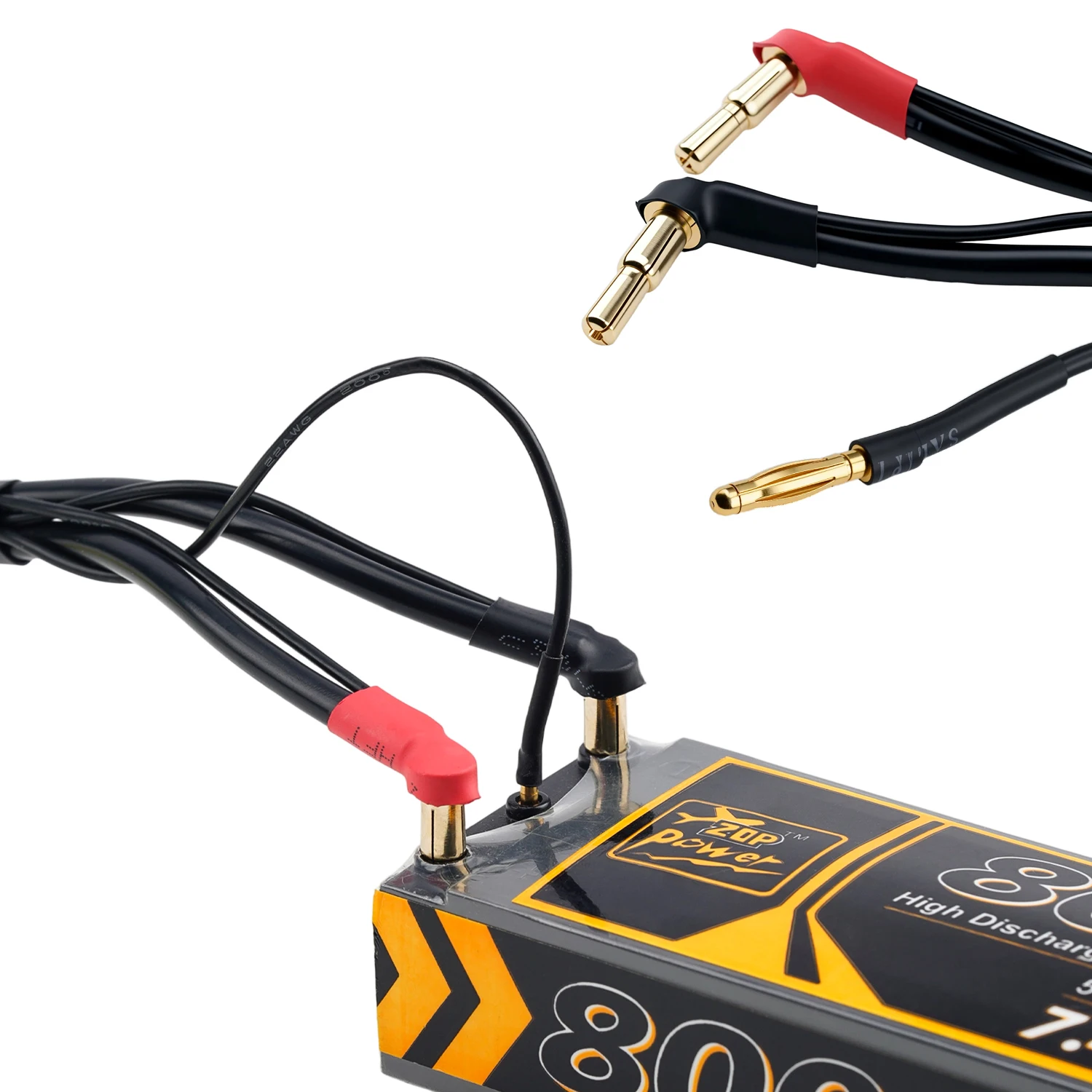 TCRC 1pc 600mm 2S XT60 Lipo Battery Charging / Balance Cable Leads with 4mm/5mm Bullet Connector