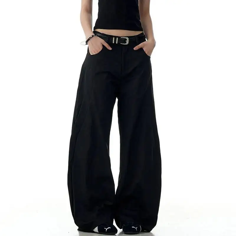 Vintage Men's Suit Pants Solid Color American Style New Fashion Trend Summer Curved Knife Trousers Male Pocket VNDR56