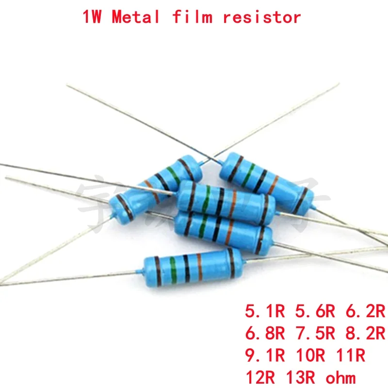 

20piece 1W Metal Film Resistor 1% New 5.1R 5.6R 6.2R 6.8R 7.5R 8.2R 9.1R 10R 11R 12R 13R Ohm Accurate High Good Quality Ohms DIP