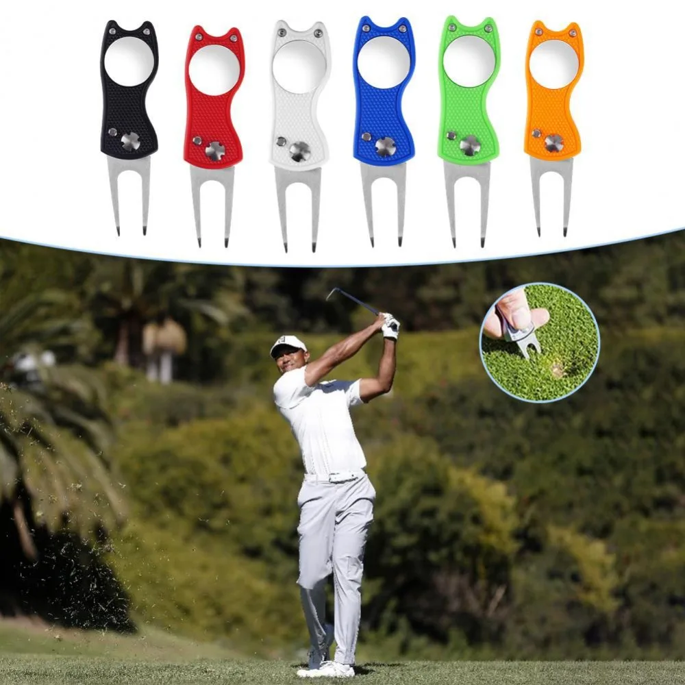 Herramienta de reparación de Divot de Golf de acero, 1 piezas, limpiador de ranuras de paso, horquilla de Golf, accesorios de Putting Green Fork,