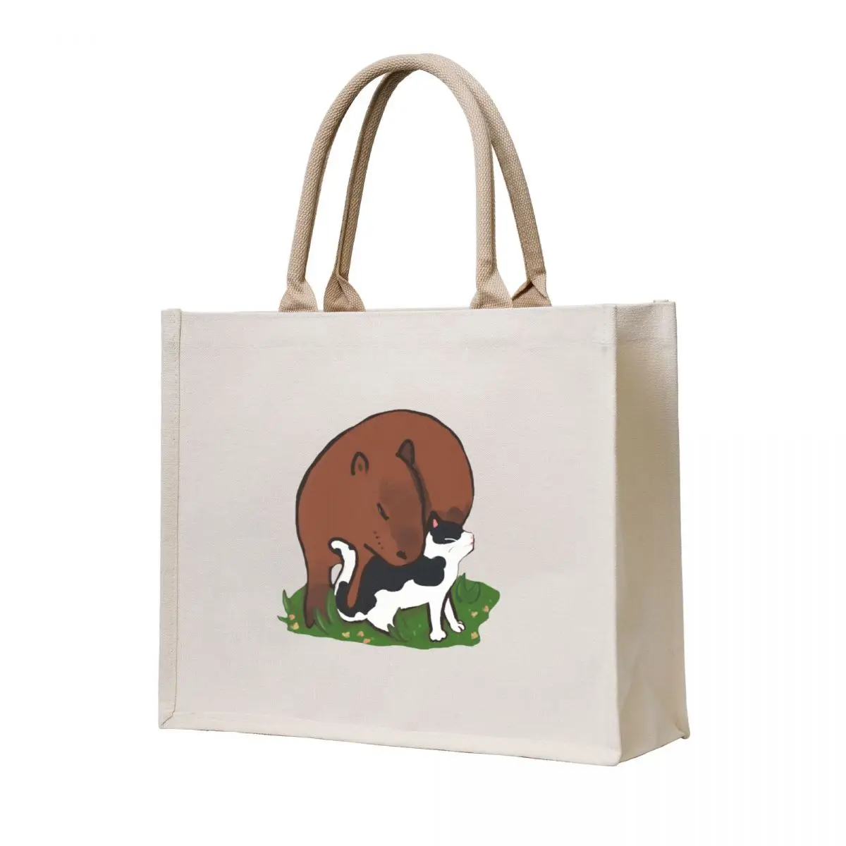 

Capybara Cuddling Cat Tote Bag Candy bags woman shopping bag Lady bag shopper bags for women