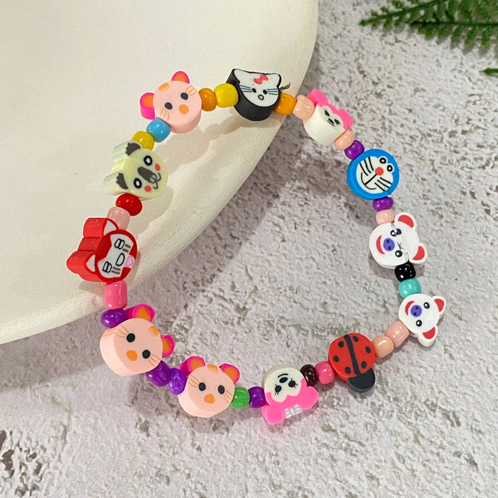 Yupsk لطيف الكرتون الحيوان الحلوى نمط اليدوية حبة سوار للنساء الفتيات الملونة مكدسة سوار المجوهرات هدية بالجملة #5