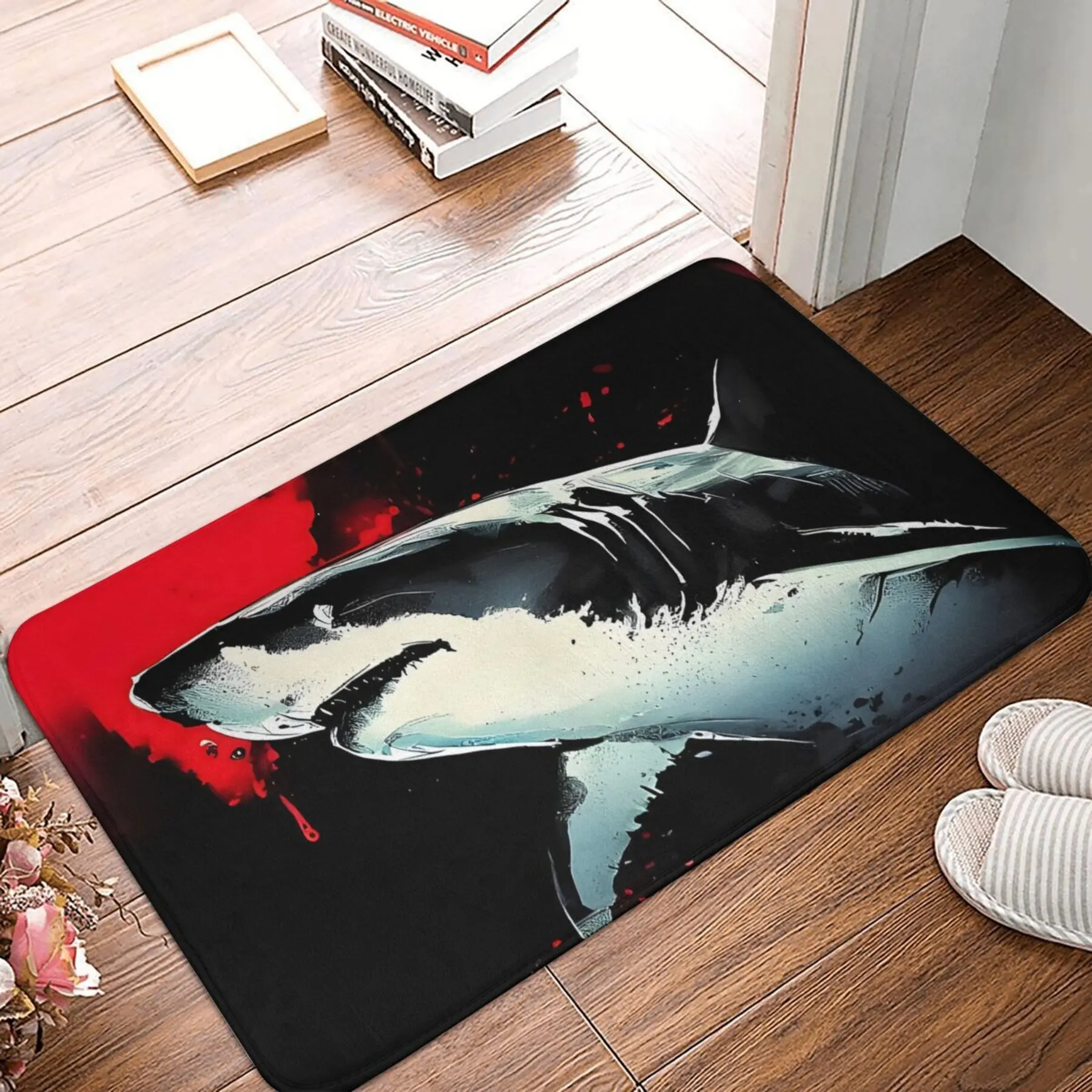 Stylish Shark Design Doormat Waterproof Entryway Floor Mat Runner Rug for Modern Bathroom Hallway Entrance Decoration Home Decor