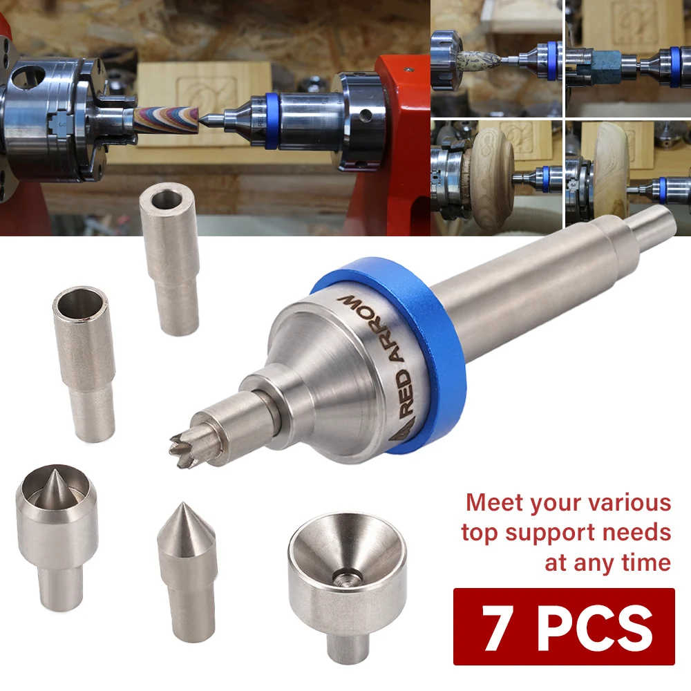 

MT2 Spur Live Center Drive Spur Driver Head Enter 2 Shank with 6pcs Interchangeable Center Metalworking Wood Lathe Turning Tool