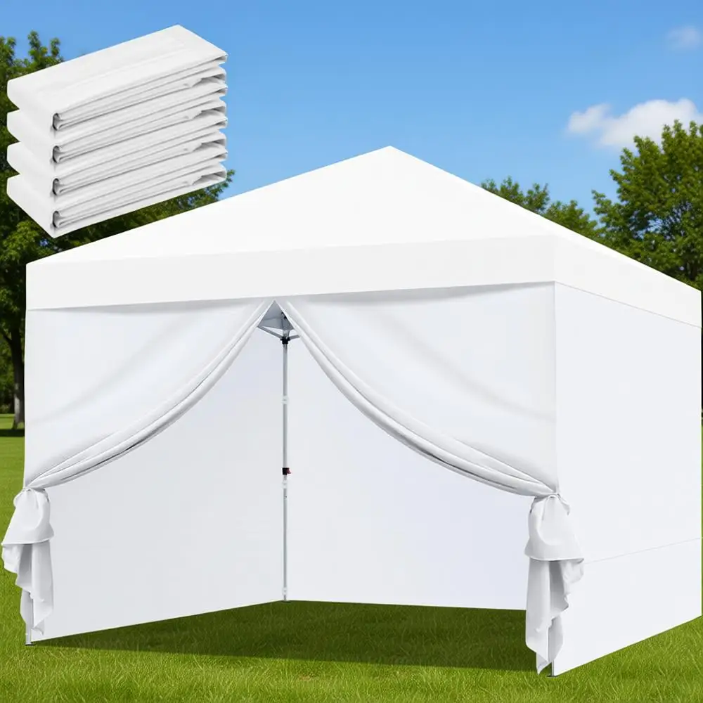 

4-Pack 10x10 Heavy Duty Zippered Sidewalls for Outdoor Camping Tents (White)