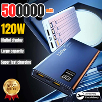 500000mAh Power Bank Built 4 Cables Large Capacity Super Fast Charging Portable External Battery for iPhone Huawei New