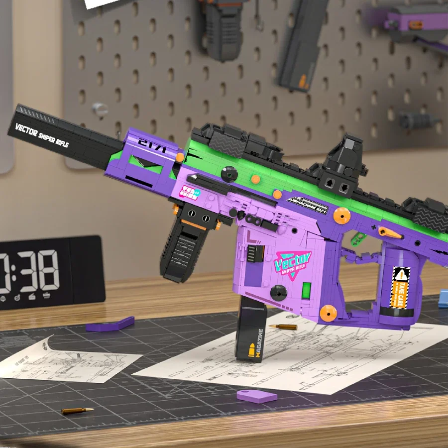 2025 FestivalParty  Cool Military Pink M4A1 Assault Rifle ARP9 Submachine Gun Model Mini Building Blocks Toy for Adults Kid Gift - view 4