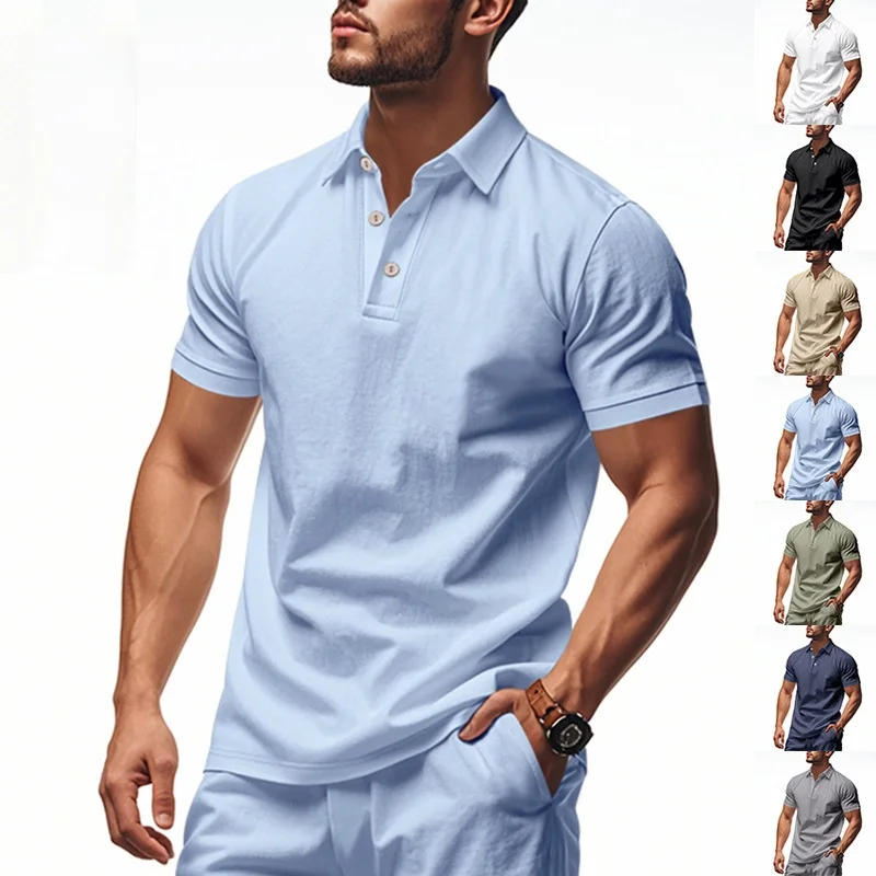 2025 neue Einfarbig Polo-Shirt männer Kurzarm Taste T shirts Leichte Streetwear Casual Tops männer Atmungsaktive Polo-Shirt