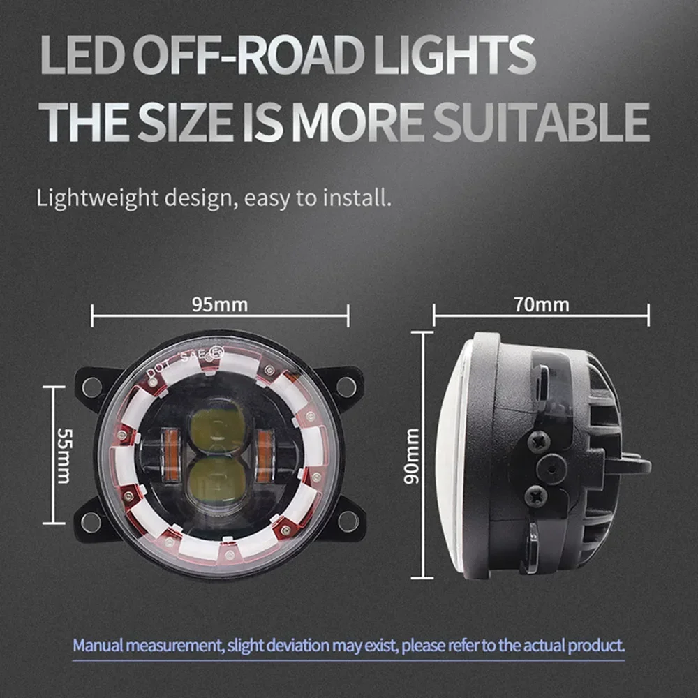 3.5 Inch 40W LED Car Headlight Angel Eyes Demon Eyes Fog Light Running Light Turn Signal Accessories for Wrangler Off-Road JK TJ