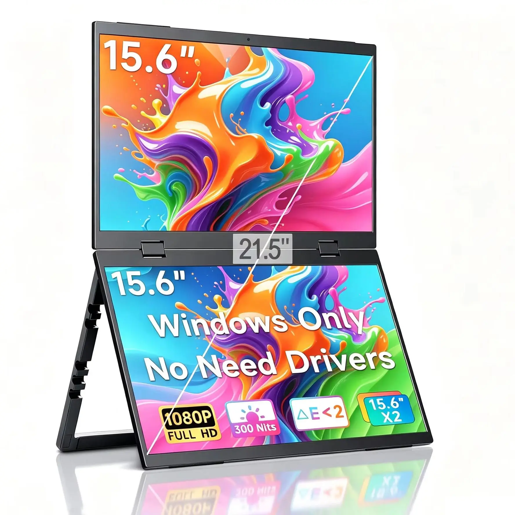 AHXJKA 15.6 Inch Dual Portable Monitor 72%sRGB FHD IPS  60HZ With Type-C Mini HDMI For Laptop Phone  PS4/5 XBox Mac PC PS Switch
