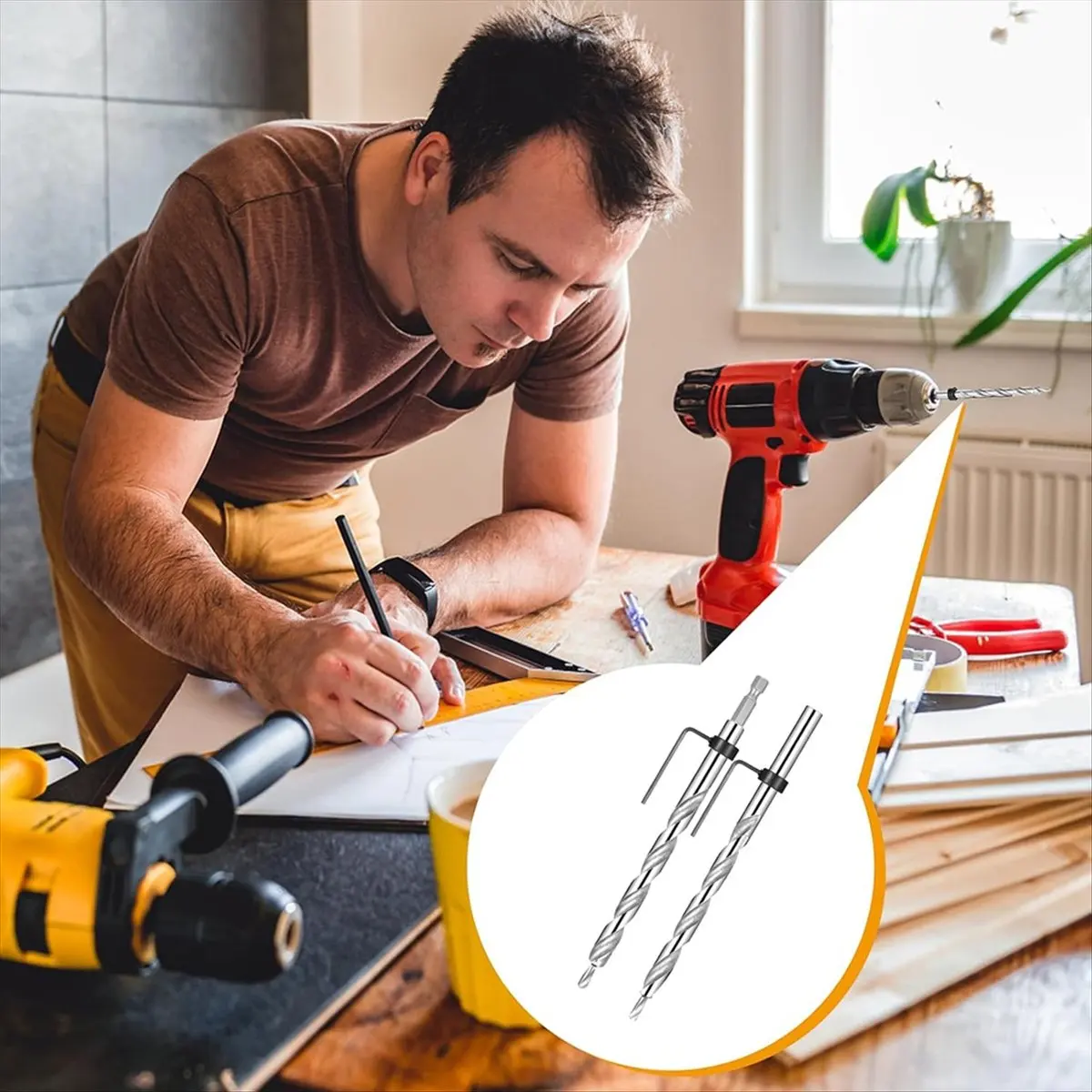 لقمة ثقب الجيب ABPP مقاس 3/8 بوصة، ومثاقب بديلة سداسية 1/4 وعرقوب مستديرة مع توقف مثقاب عميق للجيب اليدوي