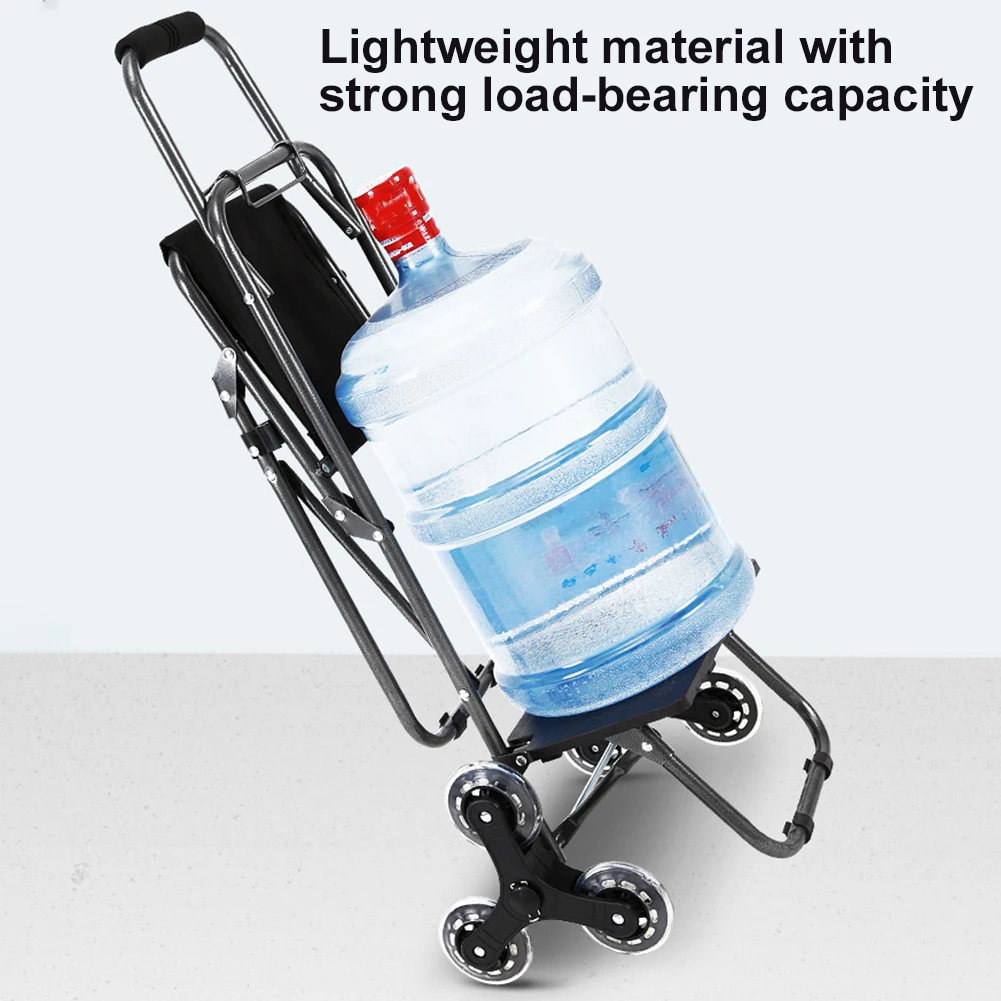 Climbing Stairs Luggage Cart Trolley with Waterproof Bag & Chair Foldable Stair Climbing Cart for Effortless Grocery Transport