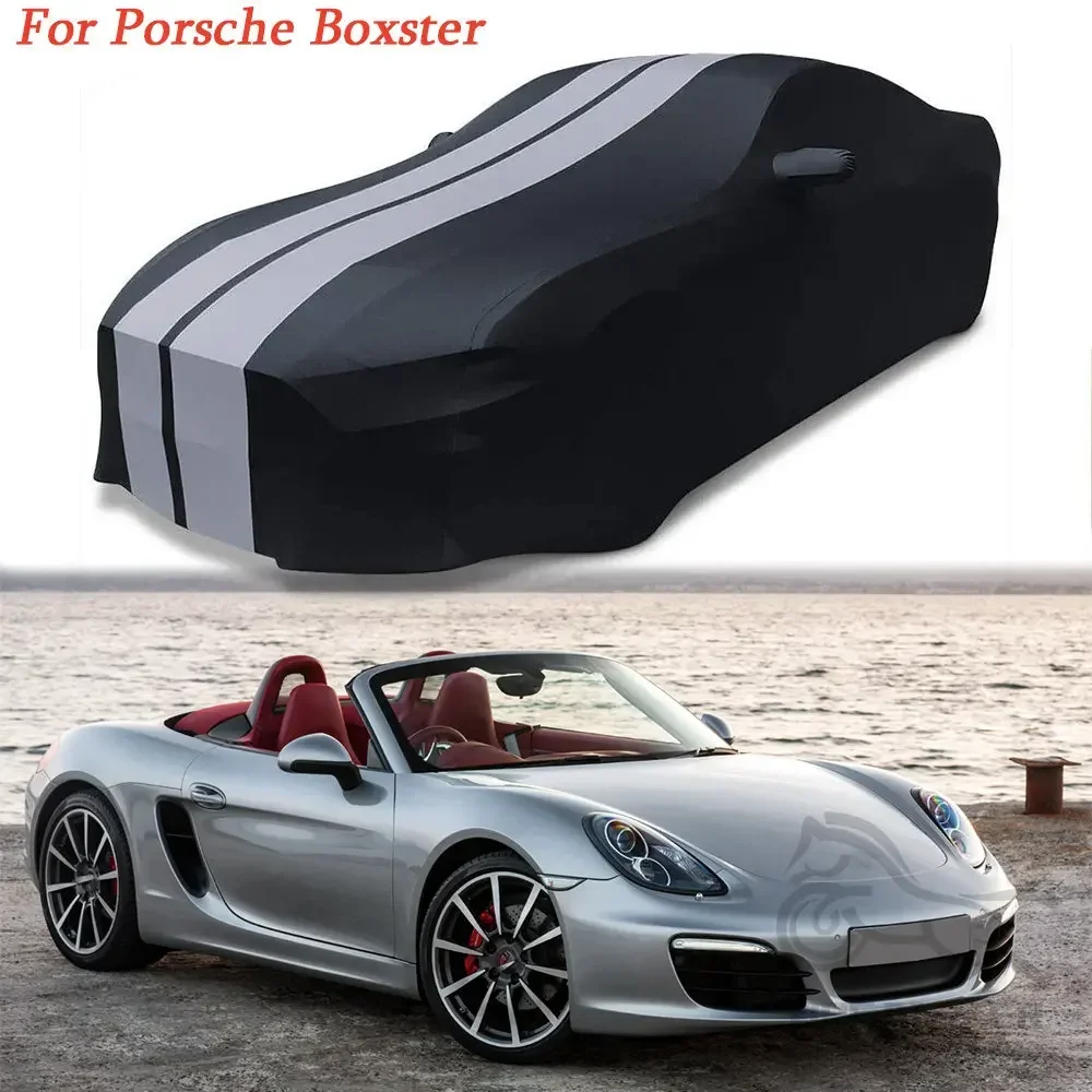 Ultraguard Stretch Indoor Car Cover Compatible For Porsche 911/718/968/992/928/Cayman/Boxster/Carrera GT Dark Gray Black Stripes