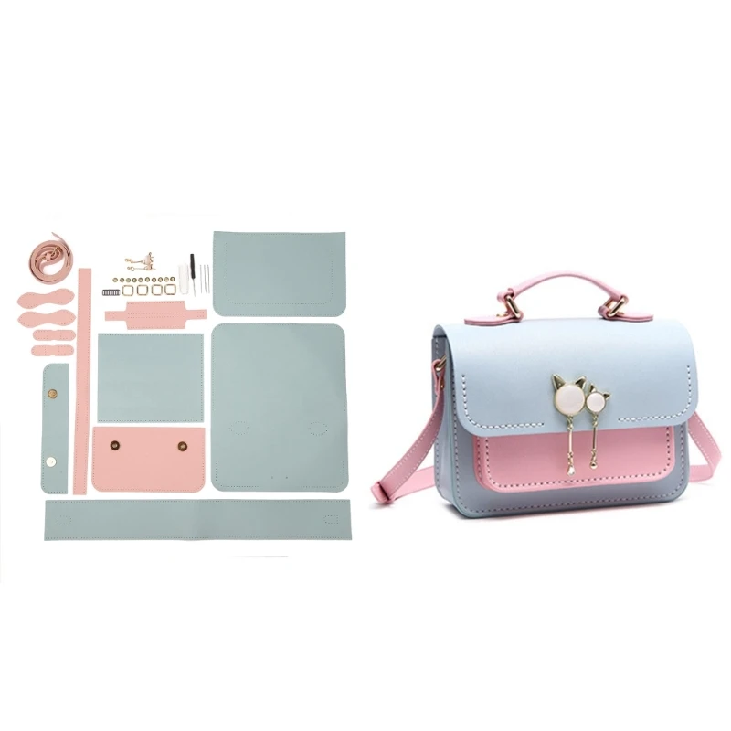 Borsa fai da te Kit per la creazione di cartelle Set di strumenti artigianali in pelle PU borse a tracolla fatte a mano Stitch regalo di compleanno