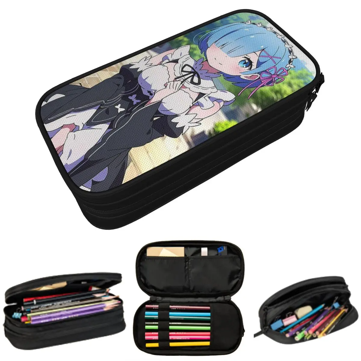 

Re Zero Starting Life In Another World Anime Ram Pencil Case for Studen Pen Box Pencil Bag Stationery Supplies Pen Holder Bag