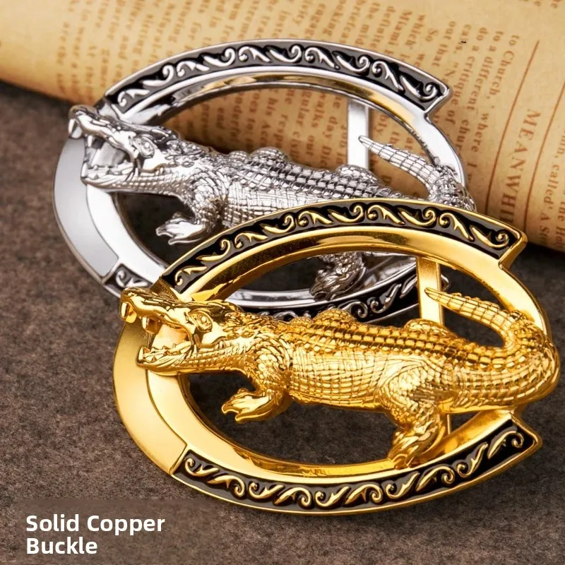 fashionable-durable-copper-round-crocodile-belt-buckle-new-style-versatile-smooth-clasp-belt-buckle-accessory