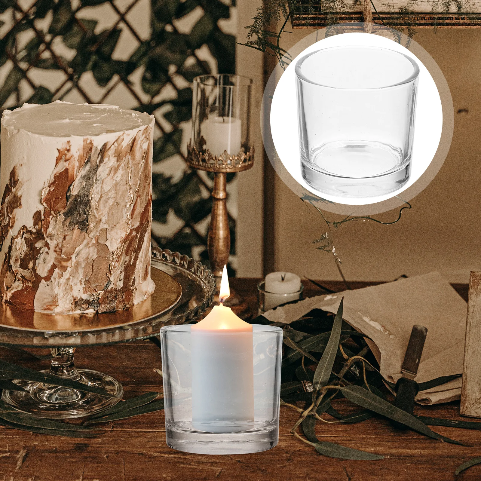 

8pcs Clear Glass Holders Tabletop Decor For Pillar Tealight Candles Banquet Party Table Centerpiece Votive Stands Smooth