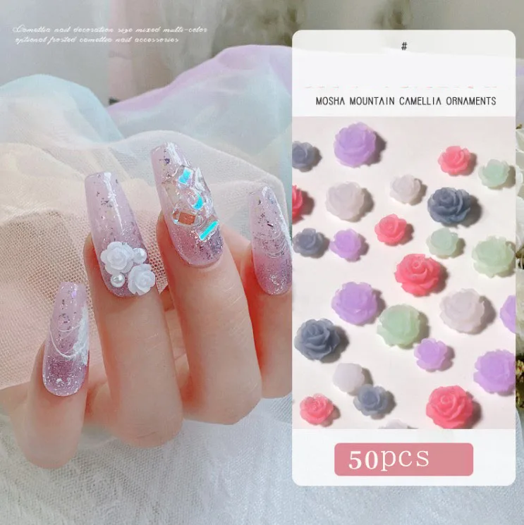 Zuckerguss Gemischt größe Nail art Charme Glitter Decals Harz Kamelie Nagel Strass Dekorationen für Frauen DIY Maniküre Schmuck