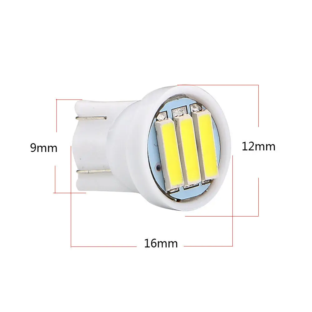 500X CAR LED w5w 194 T10 3 Led SMD 7020 t10 7014 3smd Wedge Car Auto LED Light Bulb Lamp White Free Shipping