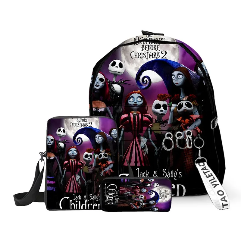 3-delig The Nightmare Before Christmas Creatieve schattige basisschoolleerlingen Schooltas Rugzak Etui Schoudertas
