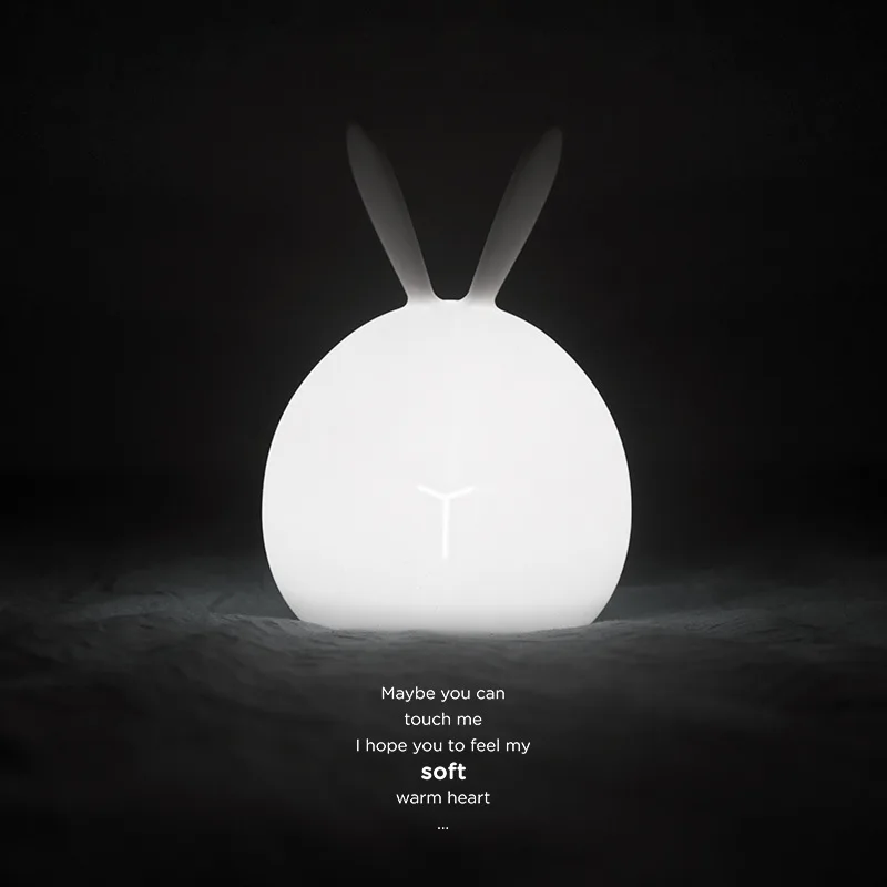 LED Color Changing Clap Light Cartoon Rabbit Usb Charging Table Lamp Silicone Night Lights Soft Warm for Bedroom Holiday Sleep