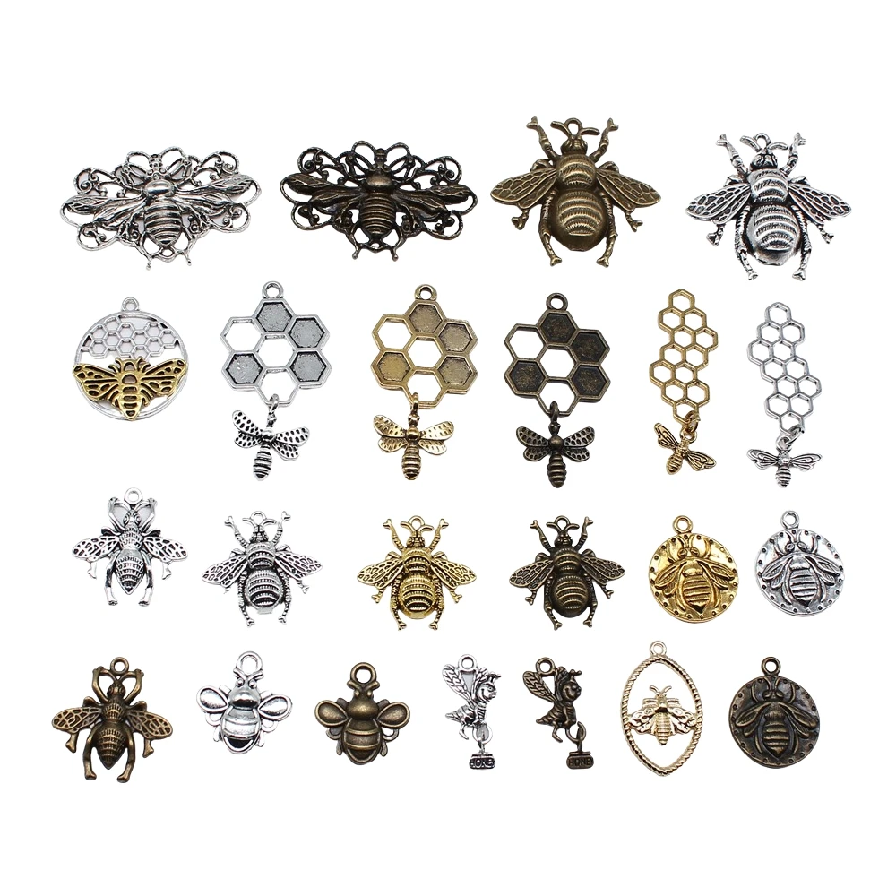 10szt Charms Honeybee Bee Hornet Honey Antique Bronze Silver Color Pendants DIY Making Findings DIY Handmade Craft — zdjęcie 3